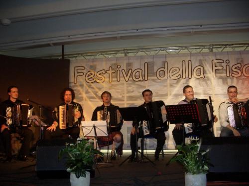 Beltrami Accordion Festival, Milan 2006 - Right to left, Mauro Carra, Romano Viazzani, Nadio Marenco, Gordon Middler, Daniele Scurati, Emir Bosniak